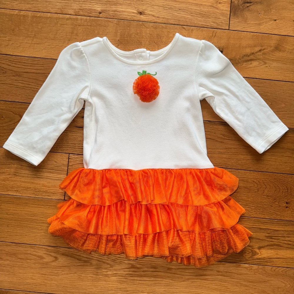 Gymboree Fall Happy Harvest ruffle pumpkin dress size 6-12 months